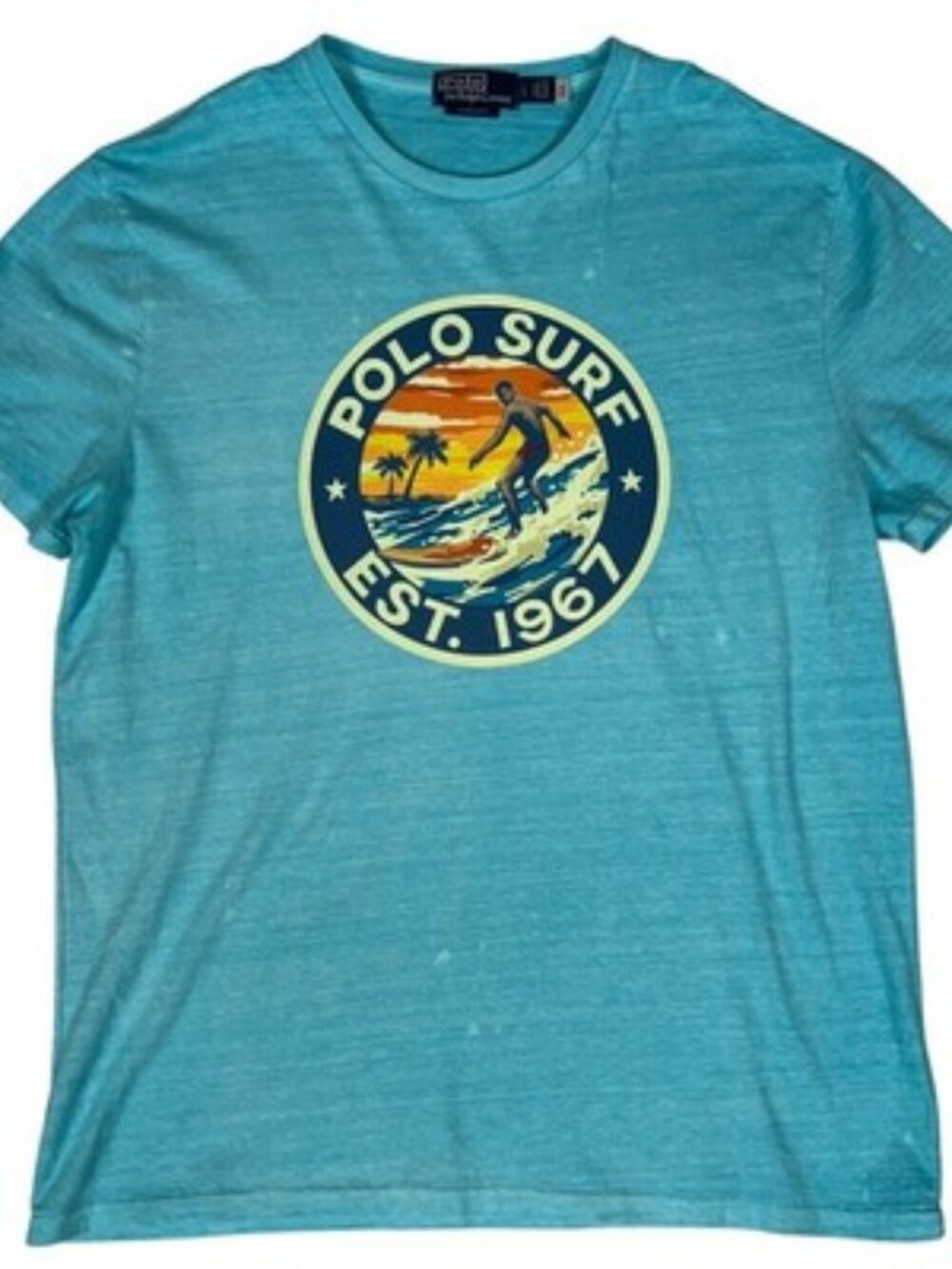 Polo Ralph Lauren Polo Surf Est. 1967 Graphic Tee Size L Turquoise Classic Fit